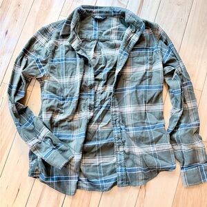 Eddie Bauer Green and Blue Checkered Shirt